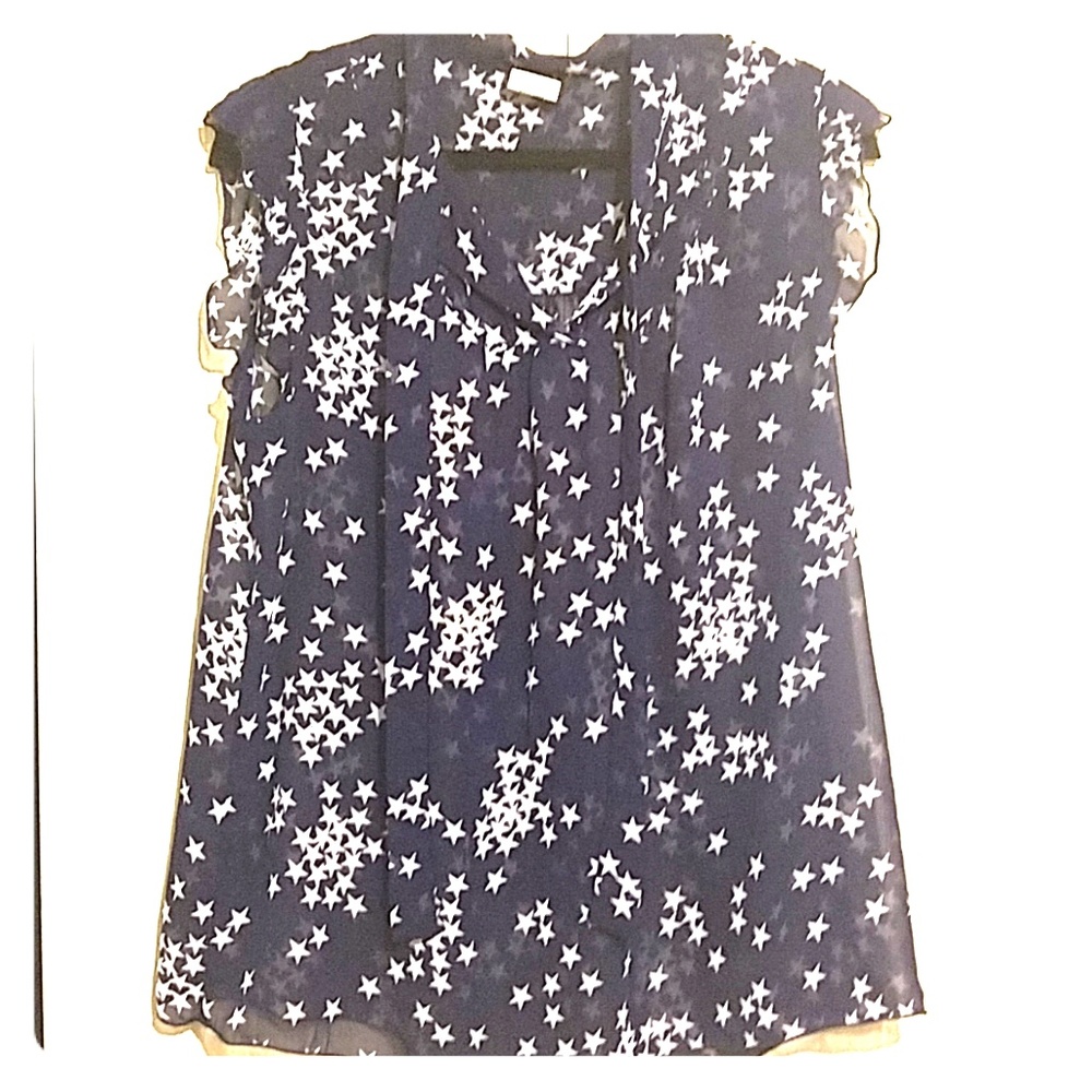 Torrid Navy Blue and White stars sheer blouse 2XL
